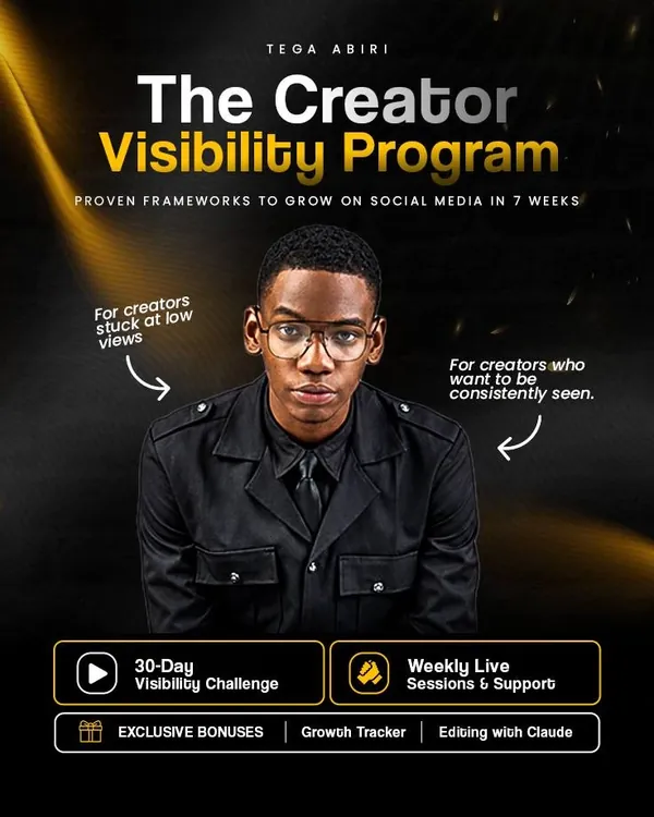 The Creator Visibility Program cover, with Tega in the center